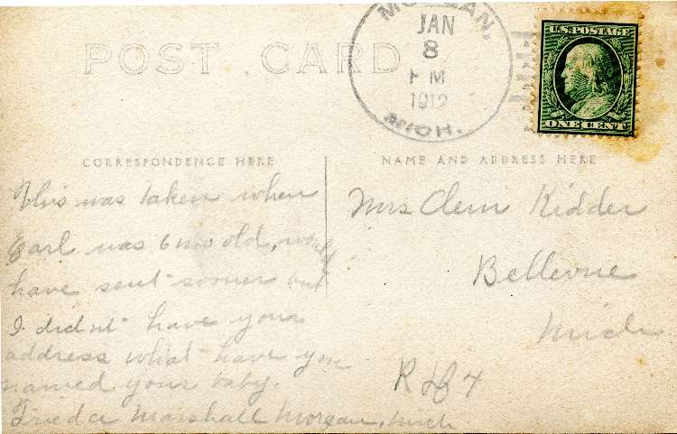 Post Card with Baby Earl on the back